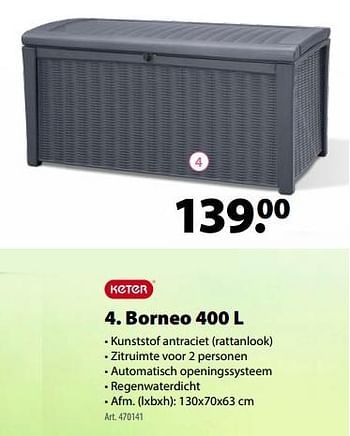 Promoties Kunststof kussenbox borneo 400 l - Keter - Geldig van 21/03/2018 tot 30/06/2018 bij Gamma