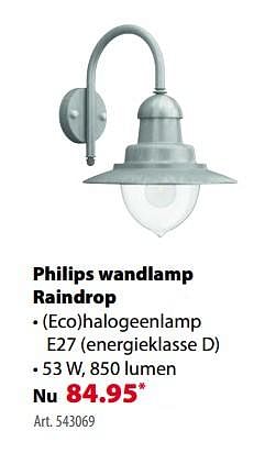 Promoties Philips wandlamp raindrop - Philips - Geldig van 21/03/2018 tot 30/06/2018 bij Gamma
