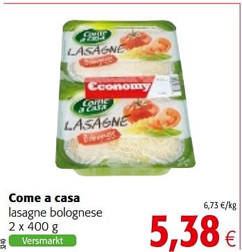 Promoties Come a casa lasagne bolognese - Come a Casa - Geldig van 14/03/2018 tot 27/03/2018 bij Colruyt