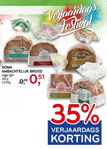 Promoties Soma ambachtelijk brood rogge light - Soma - Geldig van 14/03/2018 tot 20/03/2018 bij C&B