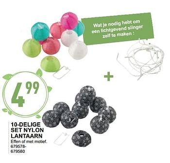 Promoties 10-delige set nylon lantaarn - Huismerk - Trafic  - Geldig van 14/03/2018 tot 20/03/2018 bij Trafic