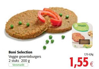 Promoties Boni selection veggie groenteburgers - Boni - Geldig van 14/03/2018 tot 27/03/2018 bij Colruyt