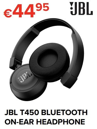 Promoties Jbl t450 bluetooth on-ear headphone - JBL - Geldig van 16/03/2018 tot 15/04/2018 bij Euro Shop