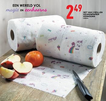 Promoties Set van 2 rollen keukenpapier eenhoorn - Huismerk - Trafic  - Geldig van 14/03/2018 tot 20/03/2018 bij Trafic