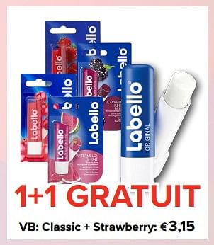Promotions Classic + strawberry - Labello - Valide de 16/03/2018 à 15/04/2018 chez Euro Shop