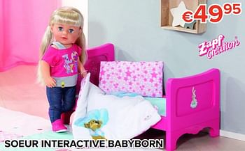 Promoties Soeur interactive babyborn - Zapf creation - Geldig van 16/03/2018 tot 15/04/2018 bij Euro Shop