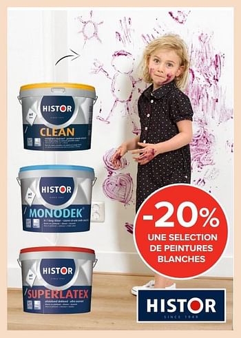 Promotions -20% une selection de peintures blanches - Histor - Valide de 16/03/2018 à 15/04/2018 chez Euro Shop