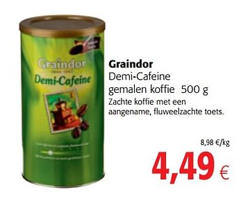 Promoties Graindor demi-cafeine gemalen koffie - Graindor - Geldig van 14/03/2018 tot 27/03/2018 bij Colruyt