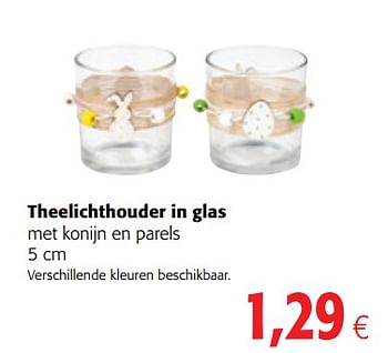 Promoties Theelichthouder in glas met konijn en parels - Huismerk - Colruyt - Geldig van 14/03/2018 tot 27/03/2018 bij Colruyt