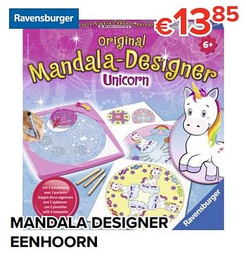 Promoties Ravensburger mandala designer eenhoorn - Ravensburger - Geldig van 16/03/2018 tot 15/04/2018 bij Euro Shop
