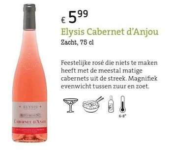 Promoties Elysis cabernet d`anjou - Rosé wijnen - Geldig van 01/03/2018 tot 31/05/2018 bij Spar (Colruytgroup)