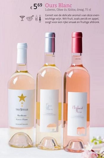 Promoties Ours blanc luberon cotes du rhone - Rosé wijnen - Geldig van 01/03/2018 tot 31/05/2018 bij Spar (Colruytgroup)