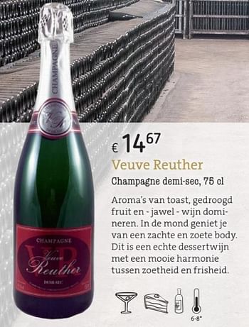 Promoties Veuve reuther champagne demi-sec - Champagne - Geldig van 01/03/2018 tot 31/05/2018 bij Spar (Colruytgroup)