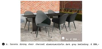 Promoties Carento dining chair charcoal aluminium-olefin dark grey bekleding - Huismerk - Multi Bazar - Geldig van 13/03/2018 tot 31/08/2018 bij Multi Bazar
