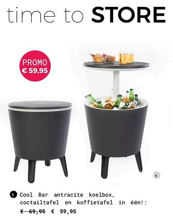 Promoties Cool bar antracite koelbox - Huismerk - Multi Bazar - Geldig van 13/03/2018 tot 31/08/2018 bij Multi Bazar