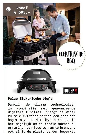 Promoties Pulse elektrische bbq`s - Weber - Geldig van 13/03/2018 tot 31/08/2018 bij Multi Bazar