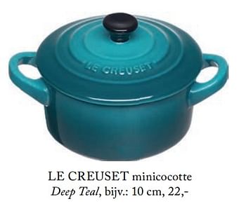 Promoties Le creuset minicocotte deep teal - Le creuset - Geldig van 06/03/2018 tot 30/05/2018 bij De Bijenkorf