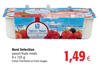 Promotions Boni selection yaourt fruits mixés - Boni - Valide de 14/03/2018 à 27/03/2018 chez Colruyt