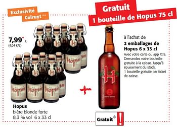Promotions Hopus bière blonde forte - Hopus - Valide de 14/03/2018 à 27/03/2018 chez Colruyt