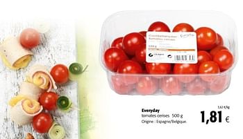 Promotions Everyday tomates cerises - Everyday - Valide de 14/03/2018 à 27/03/2018 chez Colruyt