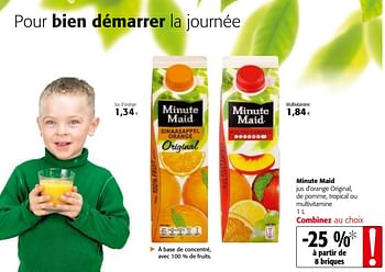 Promoties Minute maid jus d`orange original, de pomme, tropical ou multivitamine - Minute Maid - Geldig van 14/03/2018 tot 27/03/2018 bij Colruyt