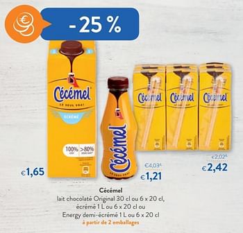 Promoties Cécémel lait chocolaté original ou écrémé ou energy demi-écrémé - Cecemel - Geldig van 14/03/2018 tot 27/03/2018 bij OKay