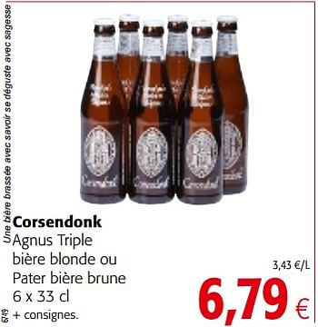 Promotions Corsendonk agnus triple bière blonde ou pater bière brune - Corsendonk - Valide de 14/03/2018 à 27/03/2018 chez Colruyt