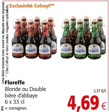 Promotions Floreffe blonde ou double bière d`abbaye - Floreffe - Valide de 14/03/2018 à 27/03/2018 chez Colruyt