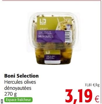 Promotions Boni selection hercules olives dénoyautées - Boni - Valide de 14/03/2018 à 27/03/2018 chez Colruyt