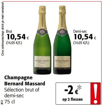 Promoties Champagne bernard massard sélection brut of demi-sec - Bernard Massard - Geldig van 14/03/2018 tot 27/03/2018 bij Colruyt