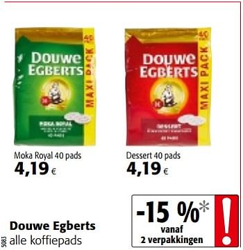 Promotions Douwe egberts alle koffiepads - Douwe Egberts - Valide de 14/03/2018 à 27/03/2018 chez Colruyt