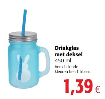 Promoties Drinkglas met deksel - Huismerk - Colruyt - Geldig van 14/03/2018 tot 27/03/2018 bij Colruyt