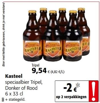 Promotions Kasteel speciaalbier tripel, donker of rood - Kasteelbier - Valide de 14/03/2018 à 27/03/2018 chez Colruyt