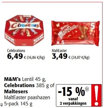 Promoties M+m`s lentil, celebrations of maltesers - Huismerk - Colruyt - Geldig van 14/03/2018 tot 27/03/2018 bij Colruyt