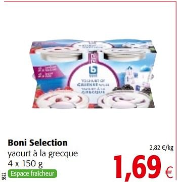 Promotions Boni selection yaourt à la grecque - Boni - Valide de 14/03/2018 à 27/03/2018 chez Colruyt