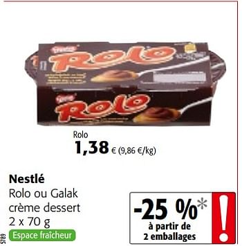 Promotions Nestlé rolo ou galak crème dessert - Nestlé - Valide de 14/03/2018 à 27/03/2018 chez Colruyt