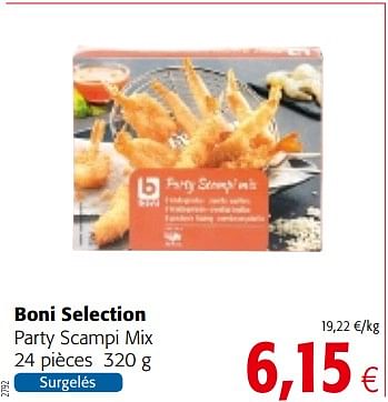 Promotions Boni selection party scampi mix - Boni - Valide de 14/03/2018 à 27/03/2018 chez Colruyt