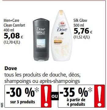 Promotions Dove tous les produits de douche, déos, shampoings ou après-shampoings - Dove - Valide de 14/03/2018 à 27/03/2018 chez Colruyt