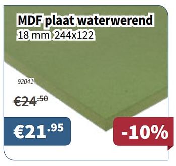 Promoties Mdf plaat waterwerend - Huismerk - Cevo - Geldig van 15/03/2018 tot 28/03/2018 bij Cevo Market