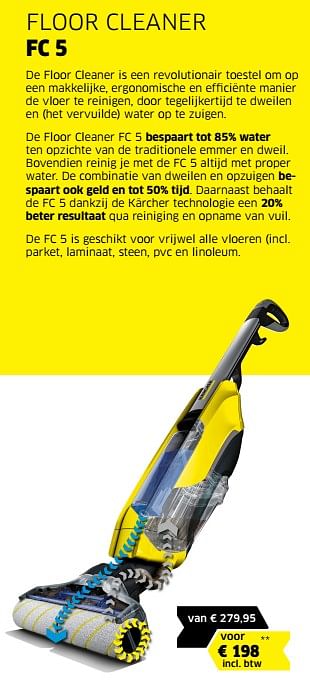 Promoties Karcher floor cleaner fc 5 - Kärcher - Geldig van 15/03/2018 tot 28/03/2018 bij Cevo Market