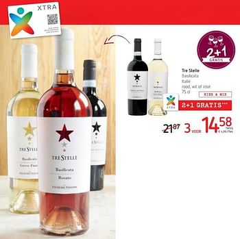 Promoties Tre stelle basilicata italie rood, wit of rosé - Rode wijnen - Geldig van 15/03/2018 tot 28/03/2018 bij Spar (Colruytgroup)