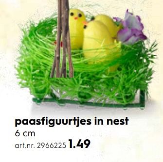 Promotions Paasfiguurtje in nest - Produit maison - Blokker - Valide de 21/03/2018 à 03/04/2018 chez Blokker