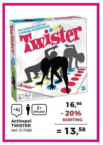 Promoties Actiespel twister - Hasbro - Geldig van 20/03/2018 tot 24/04/2018 bij Supra Bazar