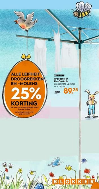 Promoties Droogmolen linomatic - Leifheit - Geldig van 21/03/2018 tot 03/04/2018 bij Blokker