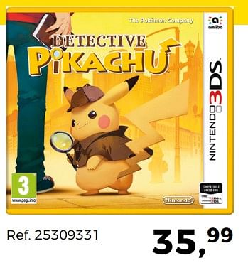 Promotions Detective pikachu - Nintendo - Valide de 20/03/2018 à 24/04/2018 chez Supra Bazar