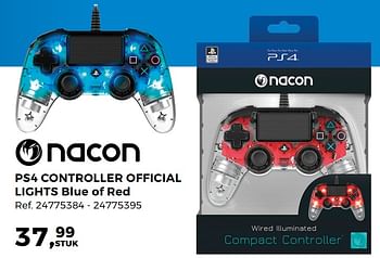 Promoties Nacon ps4 controller official lights blue of red - Nacon - Geldig van 20/03/2018 tot 24/04/2018 bij Supra Bazar