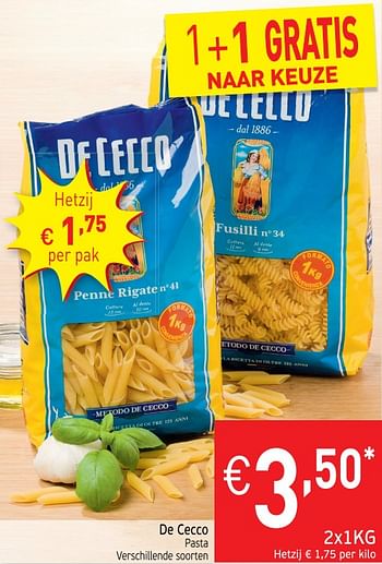 Promoties De cecco pasta - De Cecco - Geldig van 20/03/2018 tot 25/03/2018 bij Intermarche