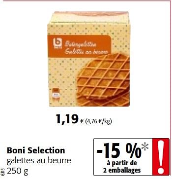 Promoties Boni selection galettes au beurre - Boni - Geldig van 14/03/2018 tot 27/03/2018 bij Colruyt