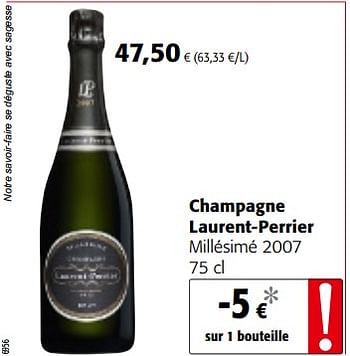 Promotions Champagne laurent-perrier millésimé 2007 - Laurent-Perrier - Valide de 14/03/2018 à 27/03/2018 chez Colruyt
