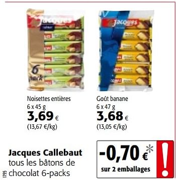 Promotions Jacques callebaut tous les bâtons de chocolat 6-packs - Jacques - Valide de 14/03/2018 à 27/03/2018 chez Colruyt